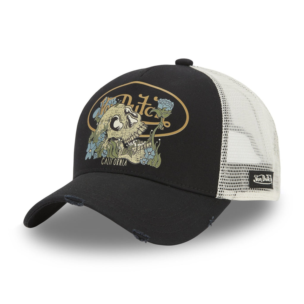 Women's Von Dutch - Vegetal Skull print Trucker Cap - Black