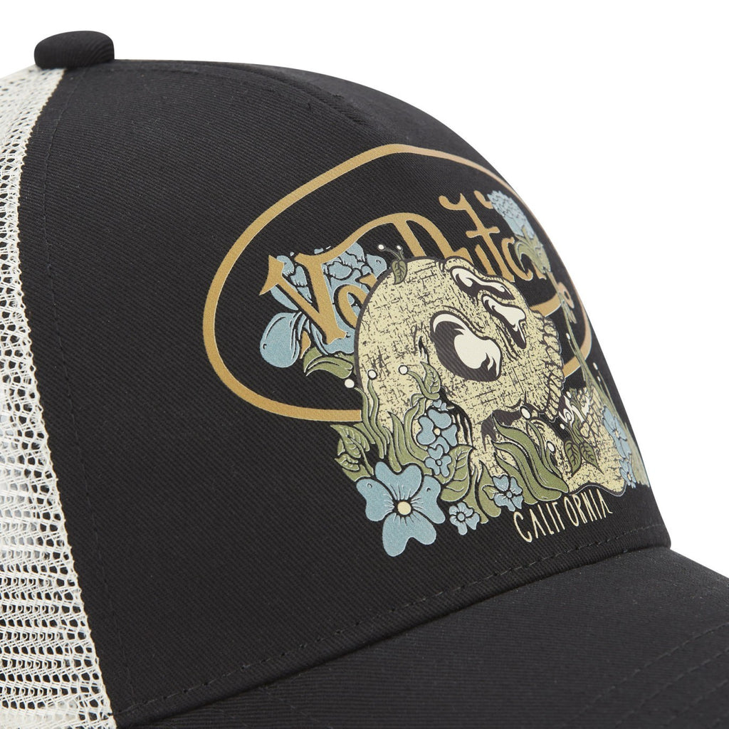 Women's Von Dutch - Vegetal Skull print Trucker Cap - Black