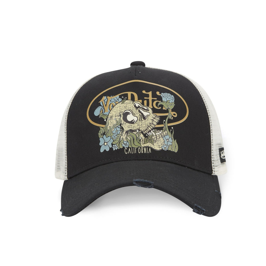 Women's Von Dutch - Vegetal Skull print Trucker Cap - Black